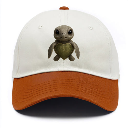 Baby Olive Ridley Turtle - olive green shell, heart-shaped carapace, bright eyes, - Two Tone Cap