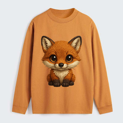 Baby Red Fox - russet fur, white chest, big amber eyes, perky ears, - Classic Long Sleeve Shirt - Orange