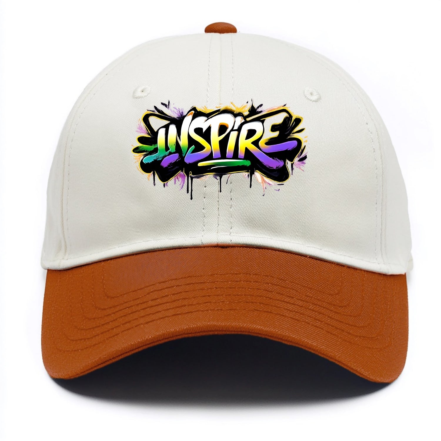 Bold typography design - "INSPIRE" - motivating others, being the spark - Two Tone Cap - Orange