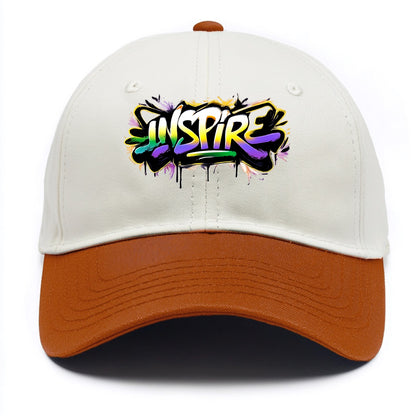 Bold typography design - "INSPIRE" - motivating others, being the spark - Two Tone Cap - Orange