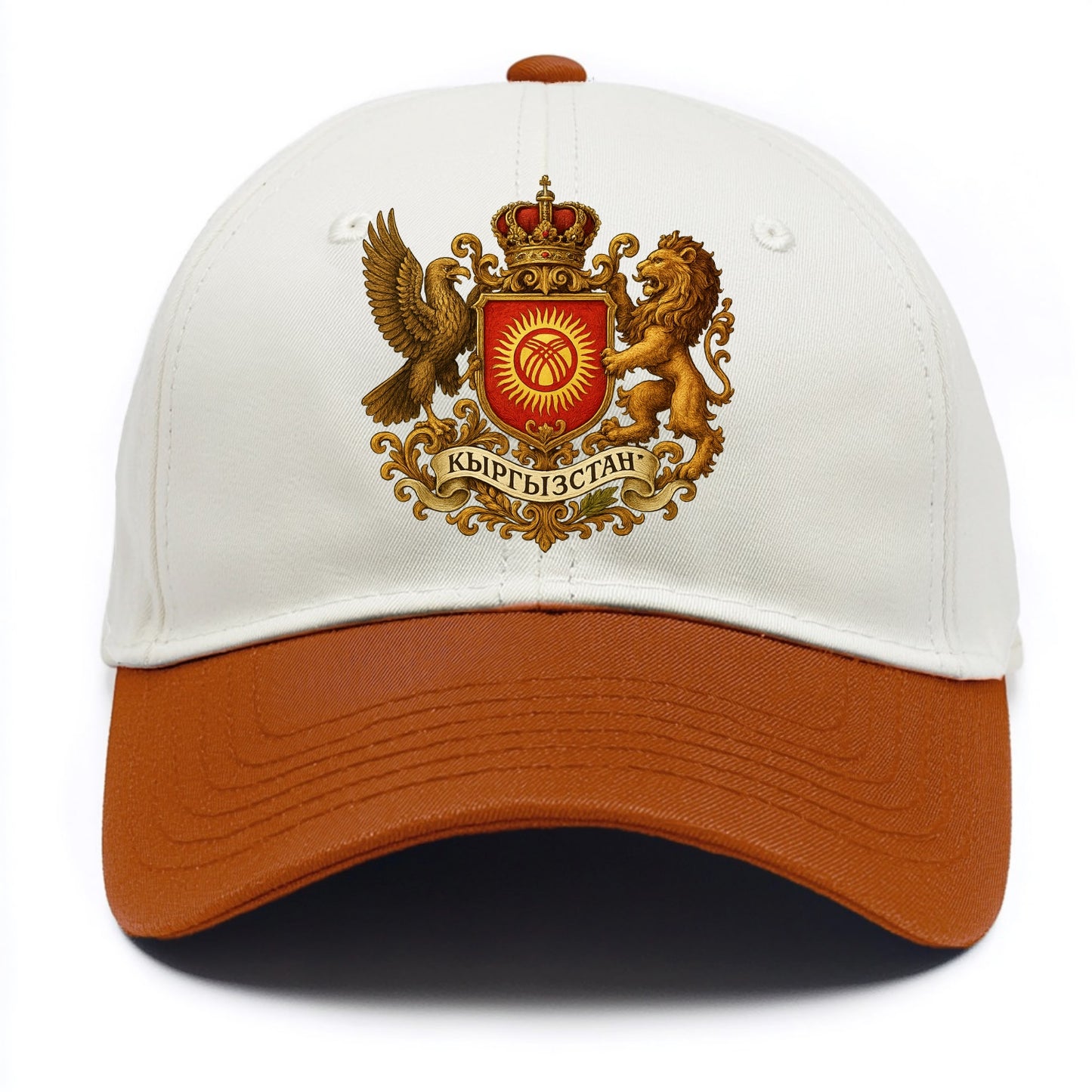 Kyrgyzstan Tunduk Emblem  - Two Tone Cap - Orange