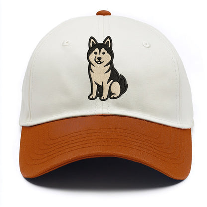 Pomsky - Pomeranian-Husky mix sitting po Two Tone Cap - Orange