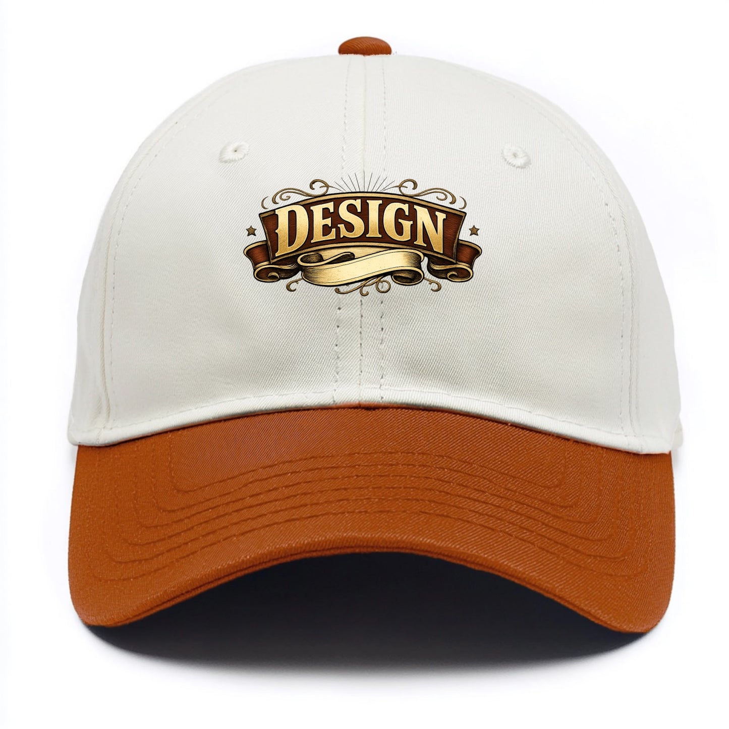 Bold typography design - "DESIGN" - intentional creation, aesthetic planning - Two Tone Cap - Orange