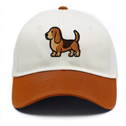 Basset Hound - Trendy low-rider design with prominent black outline - Two Tone Cap - Orange