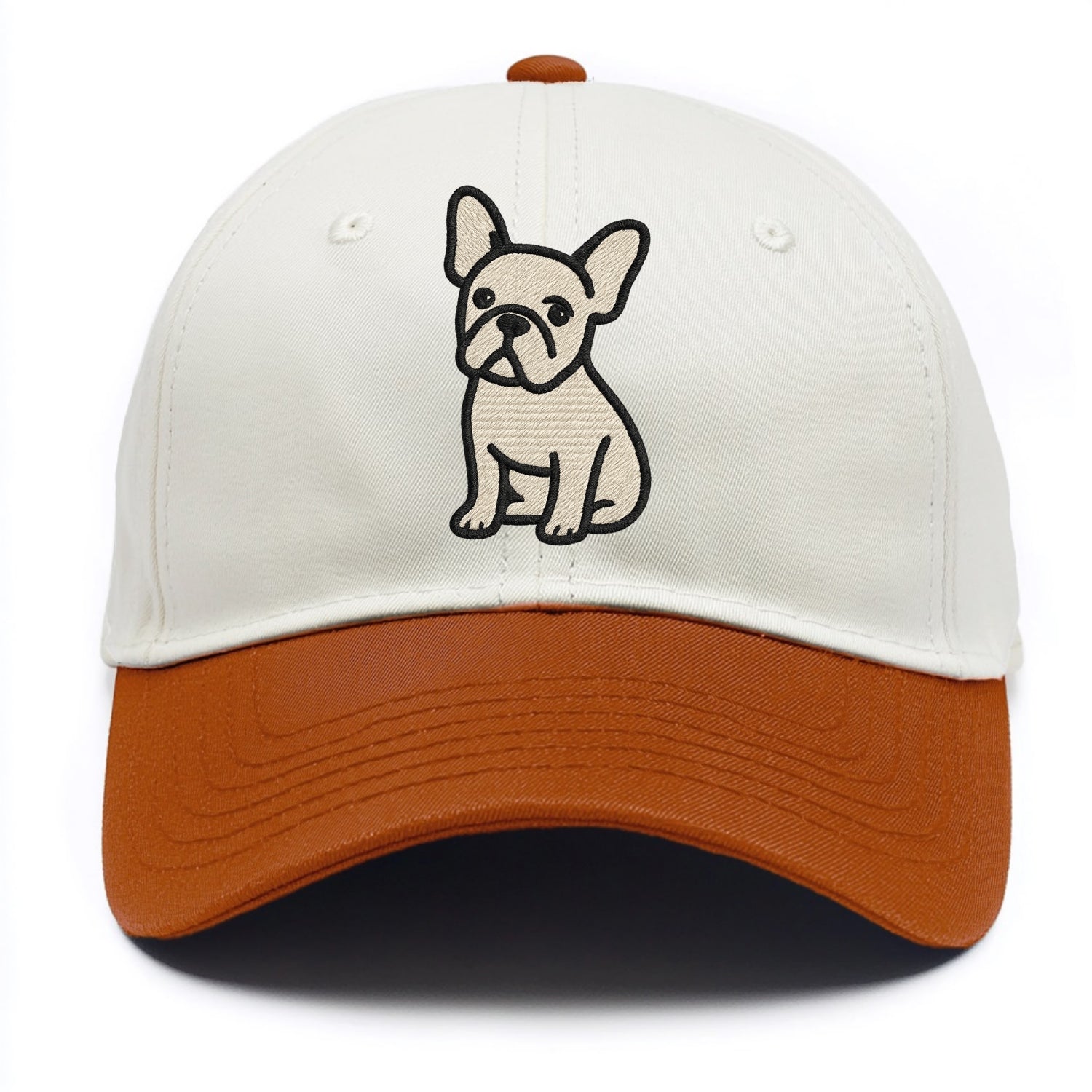 French Bulldog - Head tilt one ear up - Two Tone Cap - Orange