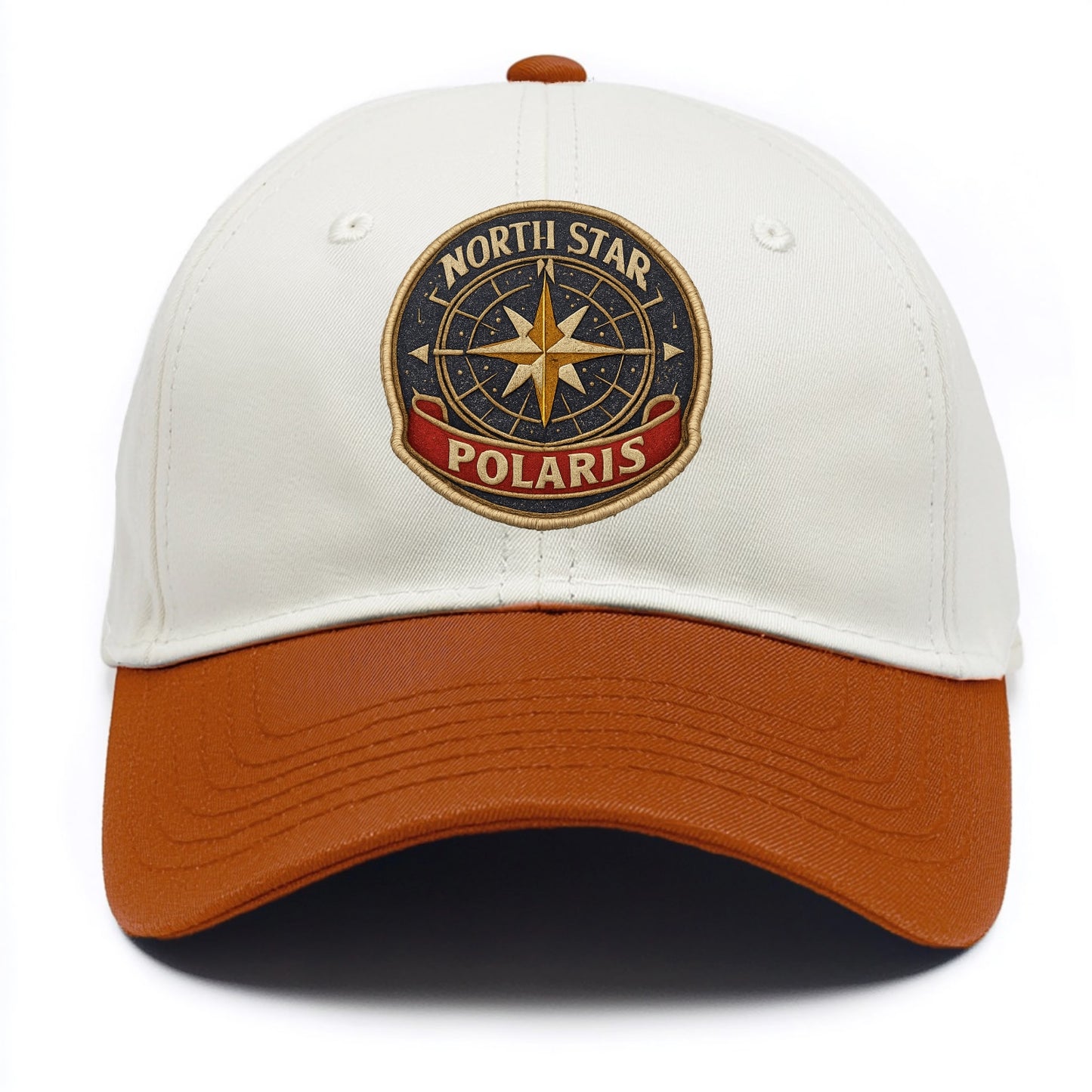 NORTH STAR POLARIS - guiding star in gold and white , navigation - Two Tone Cap - Orange