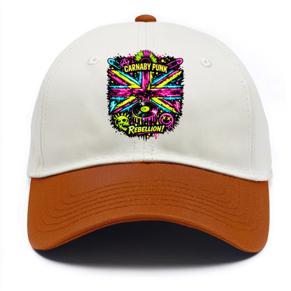 CARNABY PUNK | Swinging 60s meets 70s punk | Psychedelic Union Jack pattern | Bold - Two Tone Cap - Orange
