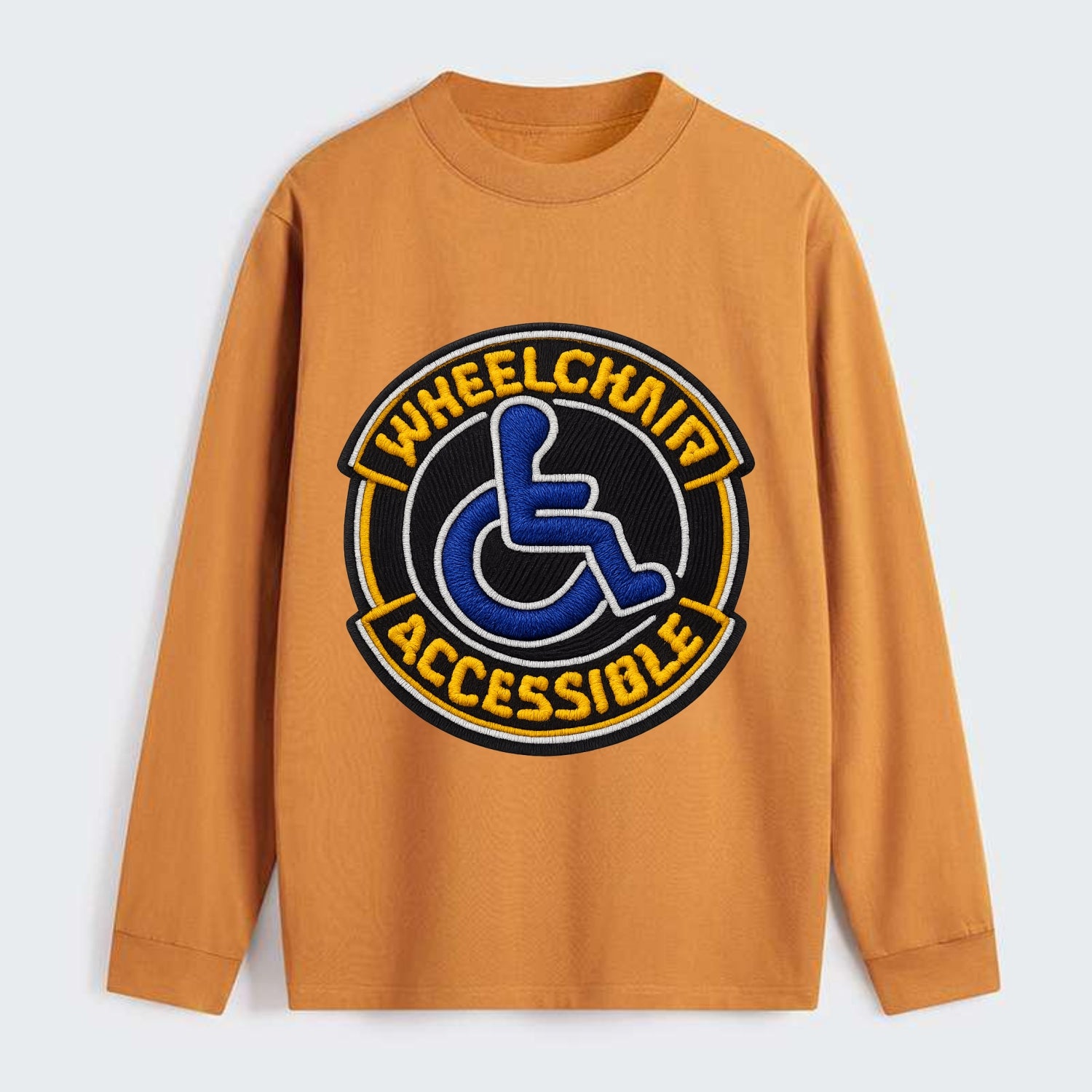 WHEELCHAIR ACCESSIBLE - accessibility symbol in blue , inclusion - Classic Long Sleeve Shirt - Orange
