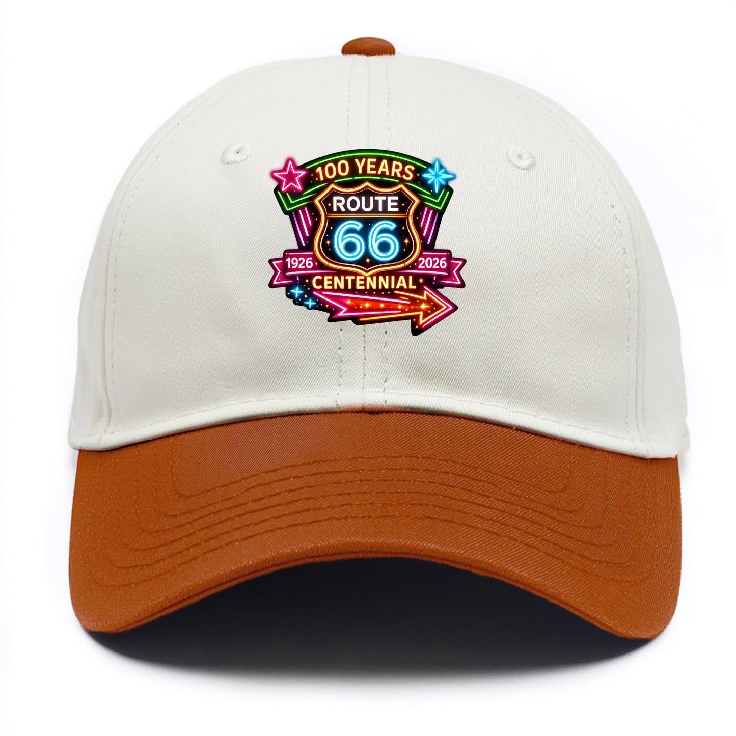 CENTENNIAL BADGE | 100 Years celebration emblem | 1926-2026 dates | Anniversary - Two Tone Cap - Orange