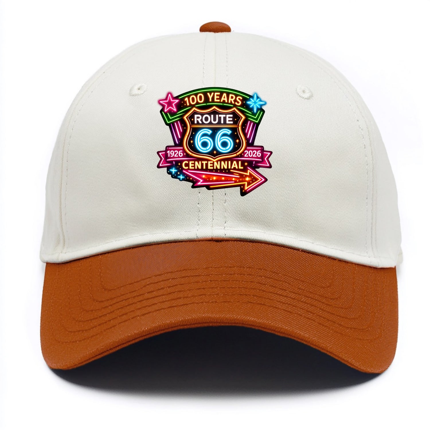 CENTENNIAL BADGE | 100 Years celebration emblem | 1926-2026 dates | Anniversary - Two Tone Cap - Orange