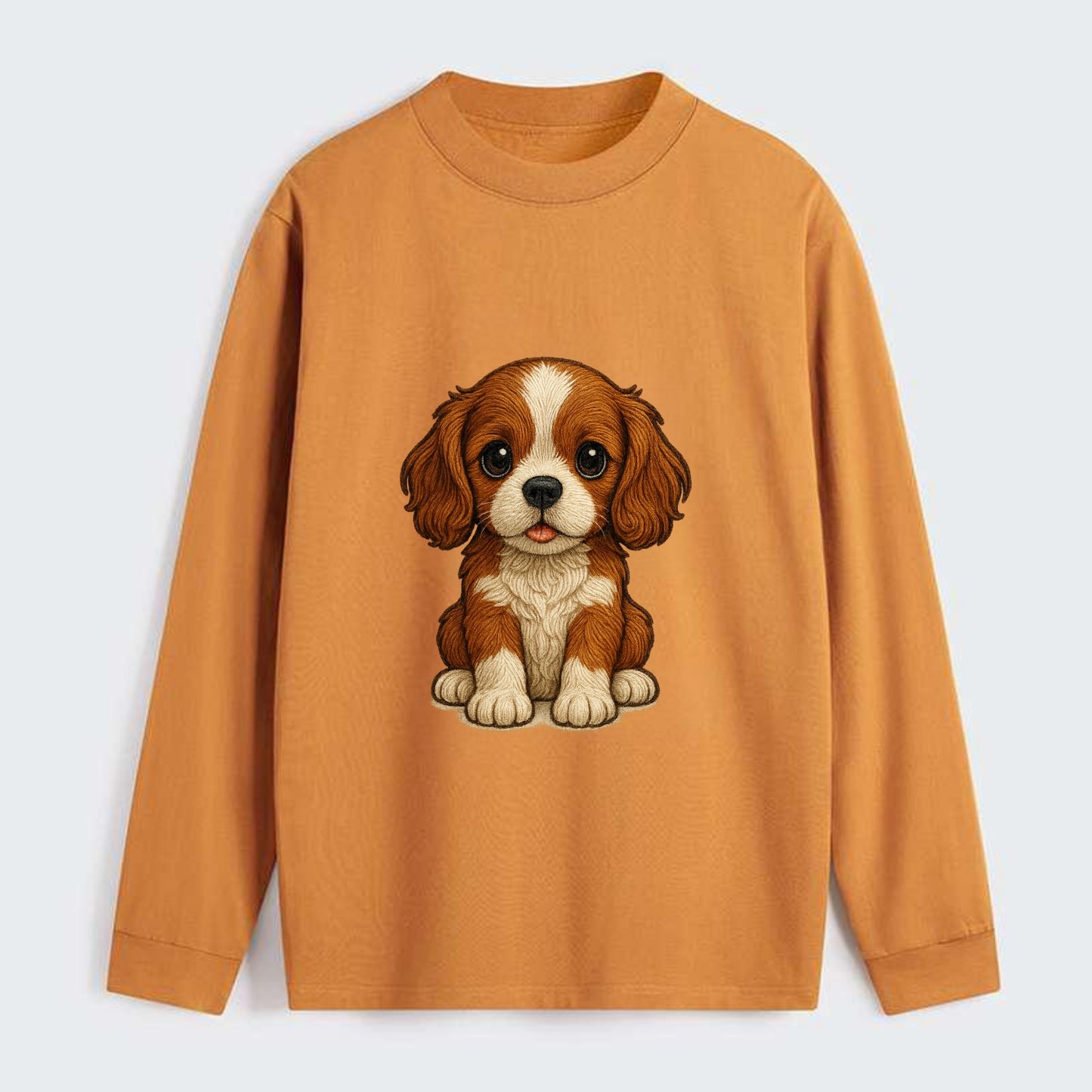 Baby Cavalier King Charles Spaniel Puppy - silky ears, gentle eyes, - Classic Long Sleeve Shirt - Orange