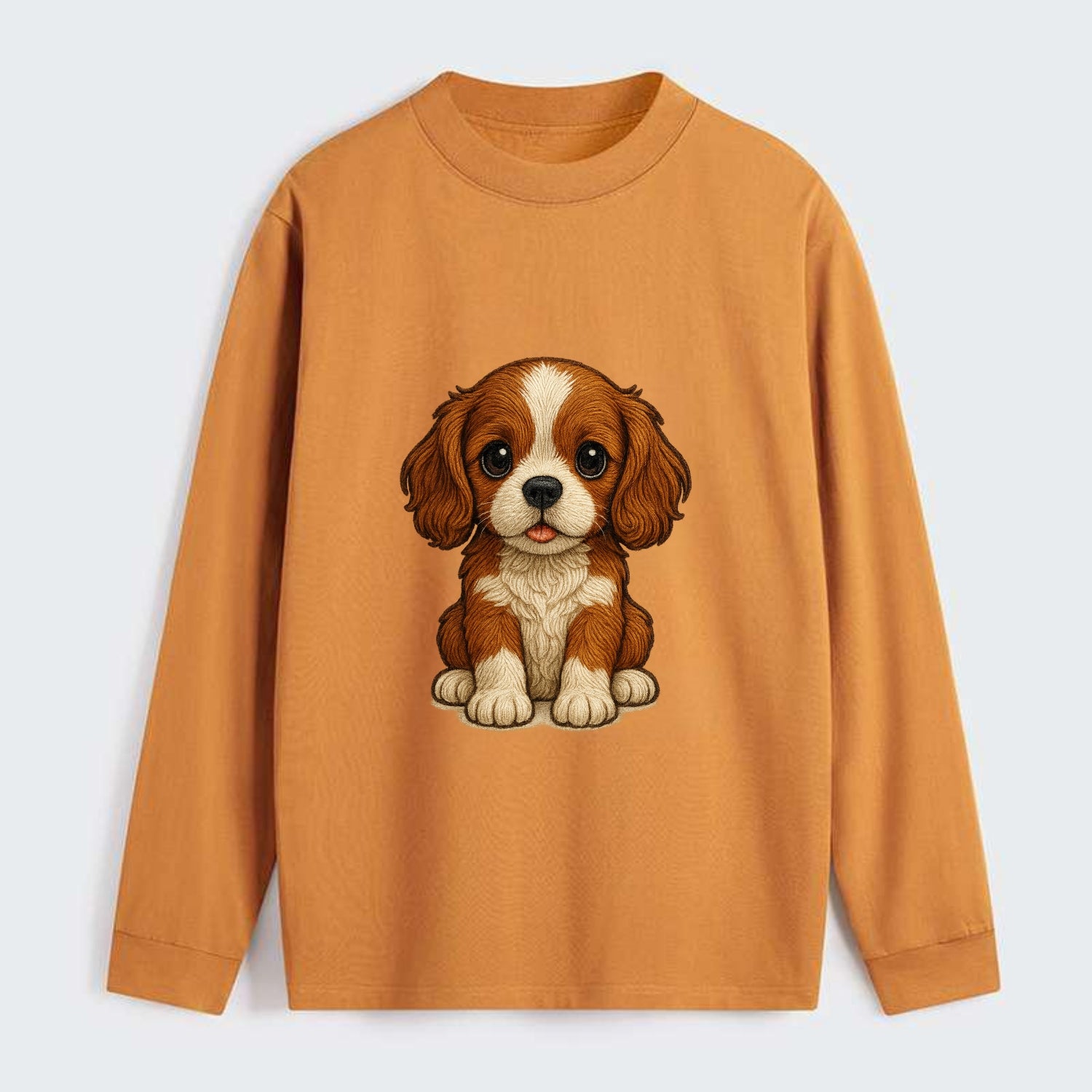 Baby Cavalier King Charles Spaniel Puppy - silky ears, gentle eyes, - Classic Long Sleeve Shirt - Orange