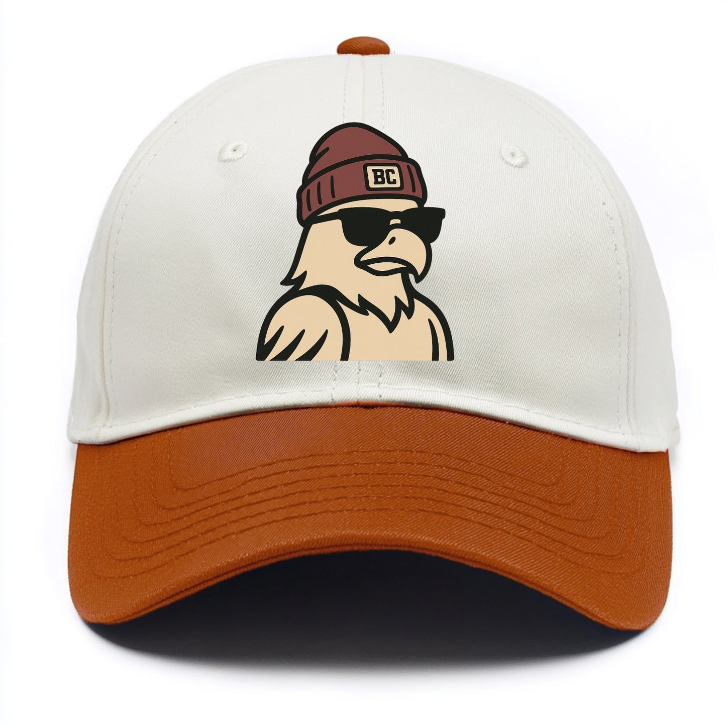 Chestnut Hill Eagle wearing Boston College beanie with BC patch - Two Tone Cap - Orange