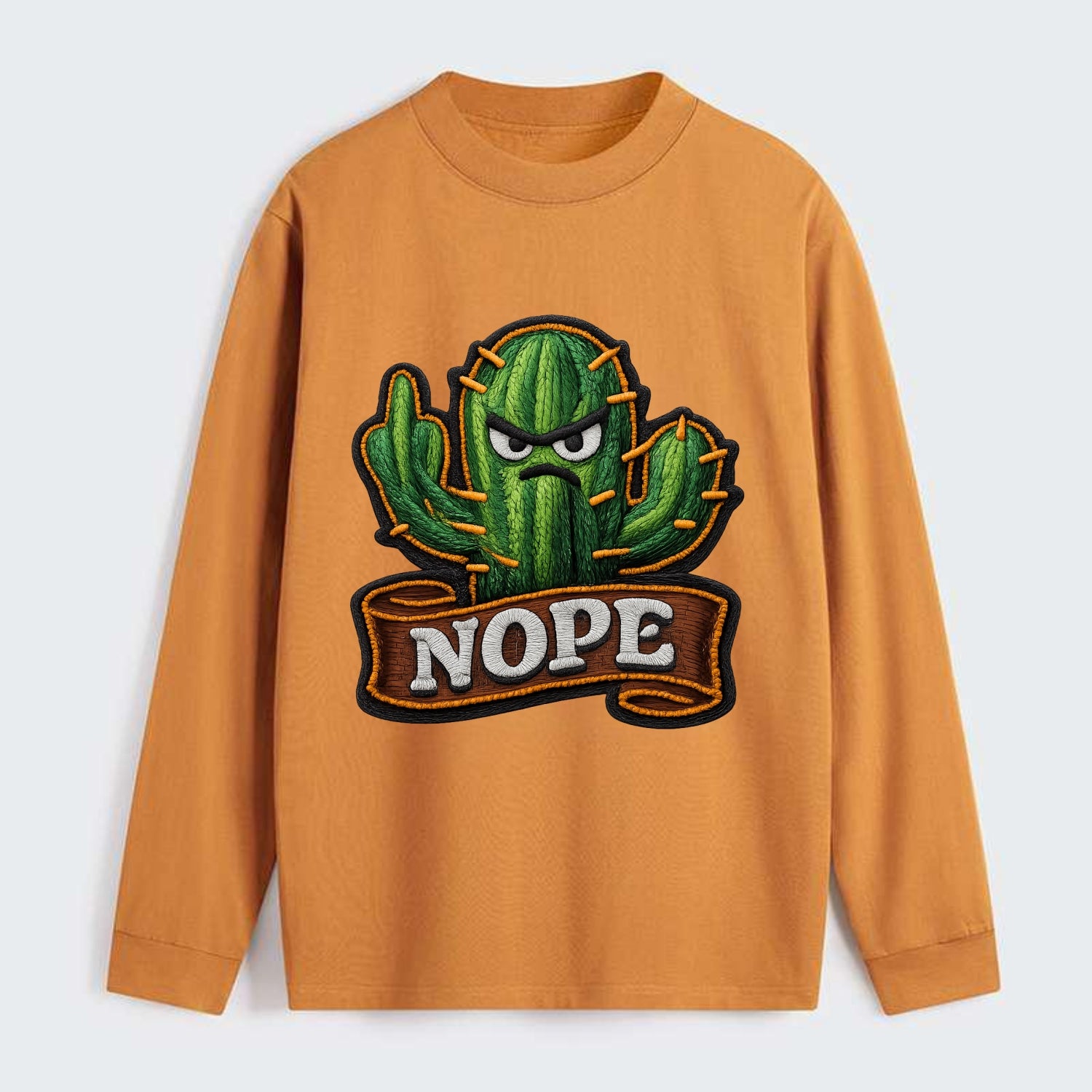 NOPE CACTUS - cactus with attitude in green , prickly personality - Classic Long Sleeve Shirt - Orange