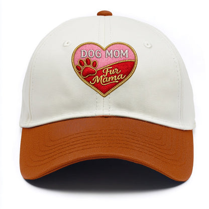 DOG MOM HEART - heart with paw print in pink and red , fur mama - Two Tone Cap - Orange