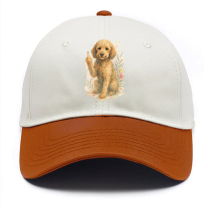 Labradoodle hypoallergenic with wavy coat, intelligent eyes, paw raised - Two Tone Cap - Orange