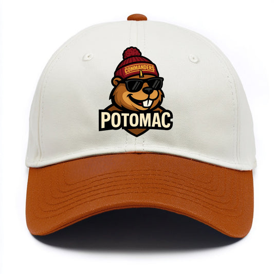 Potomac Beaver wearing Commanders beanie with monument patch and wayfarer sunglasses - Two Tone Cap - Orange