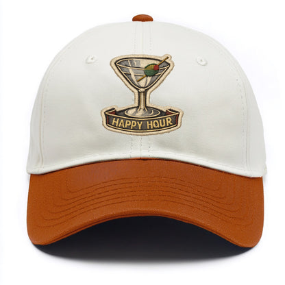 COCKTAIL MARTINI - martini glass with olive in silver and green , happy hour - Two Tone Cap - Orange