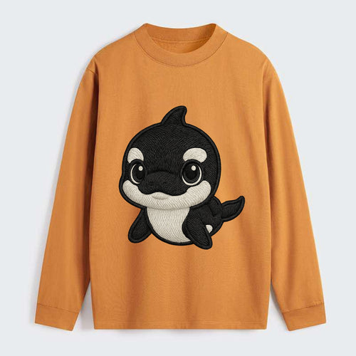 Baby Orca - black and white pattern, white eye patch, front-facing, - Classic Long Sleeve Shirt