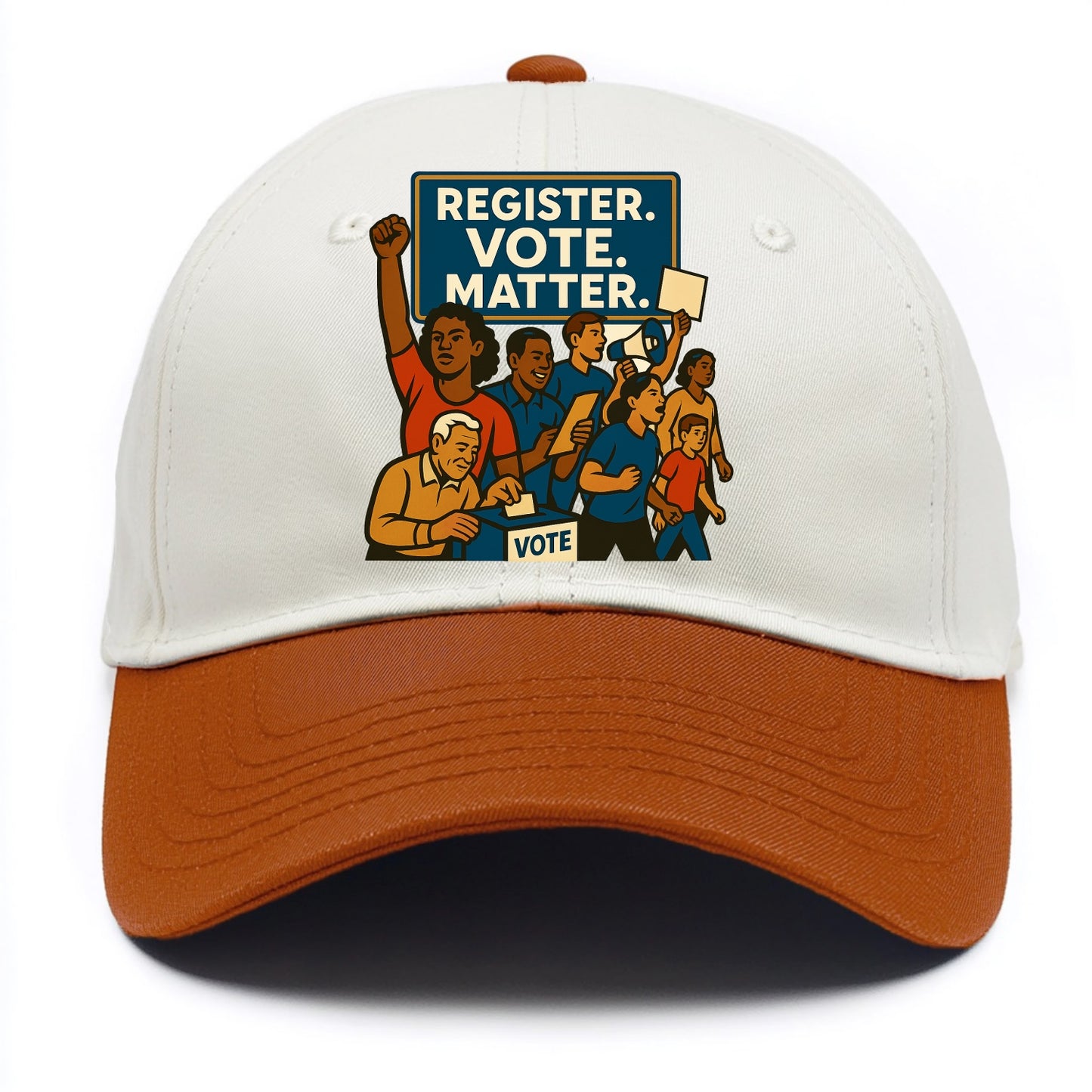 Voter registration drive bringing community together - "Register. Vote. Matter." - - Two Tone Cap - Orange