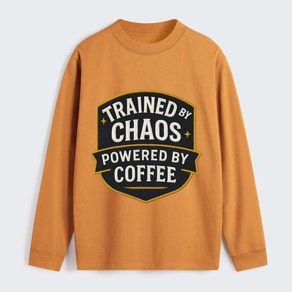 Trained by chaos, powered by coffee - Classic Long Sleeve Shirt - Orange