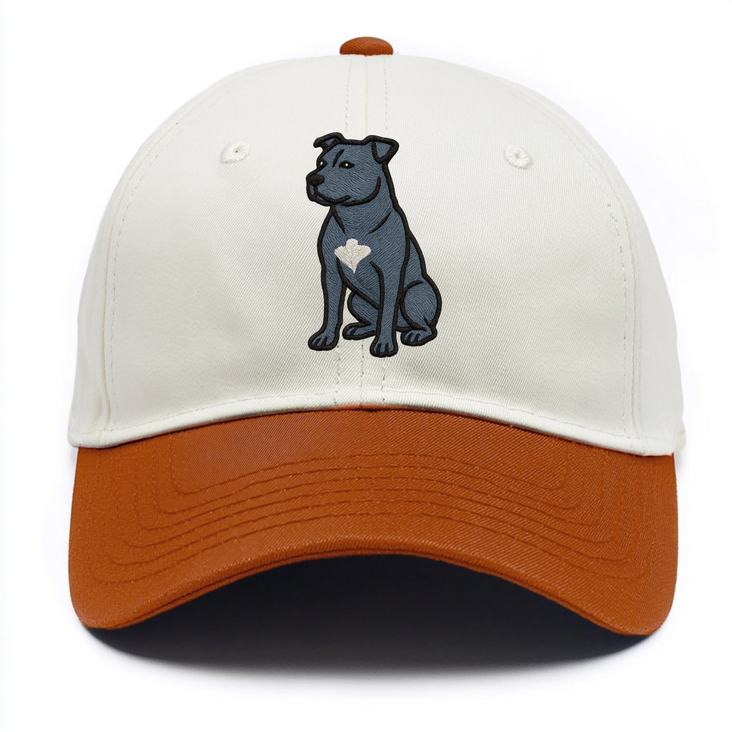American Staffordshire Terrier - Blue embroidered design - Two Tone Cap - Orange