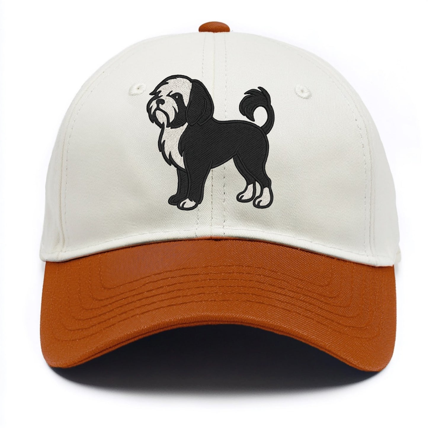 Löwchen - Black and white lion trim embr - Two Tone Cap - Orange