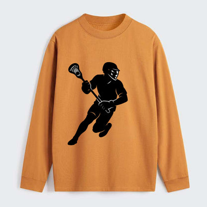 Lacrosse player cradling stick - Classic Long Sleeve Shirt - Orange