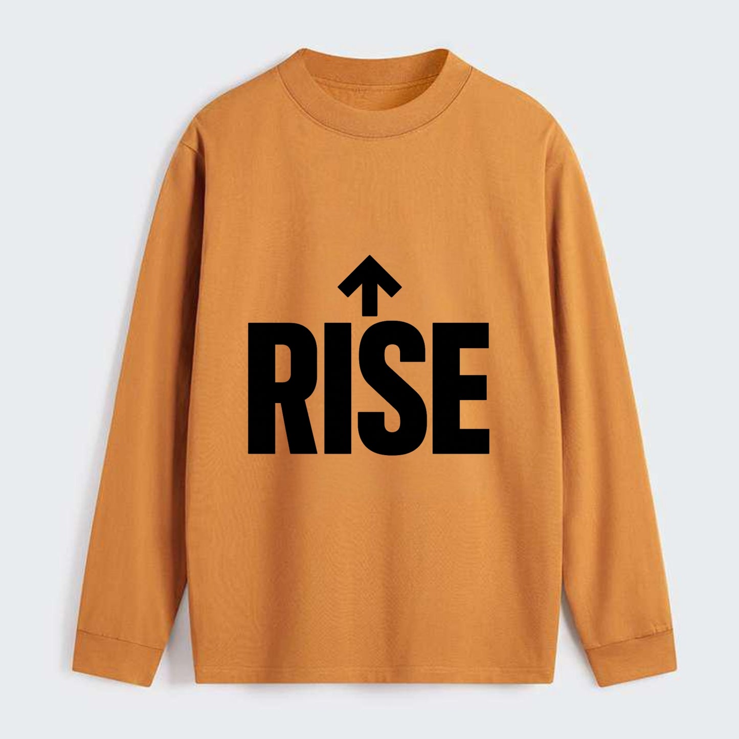 Bold typography design - "RISE" - getting up, ascending, elevating - Classic Long Sleeve Shirt - Orange