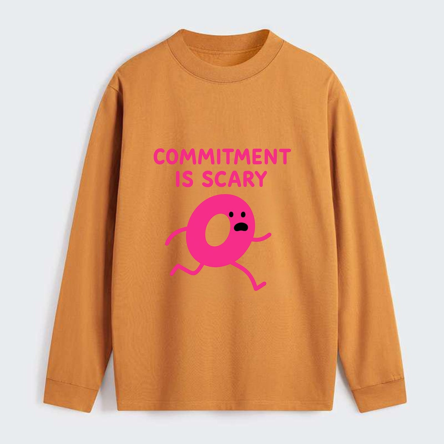 COMMITMENT IS SCARY | Terrified ring running away - Classic Long Sleeve Shirt - Orange