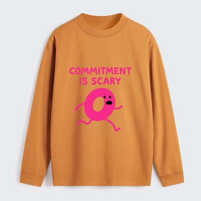 COMMITMENT IS SCARY | Terrified ring running away - Classic Long Sleeve Shirt - Orange