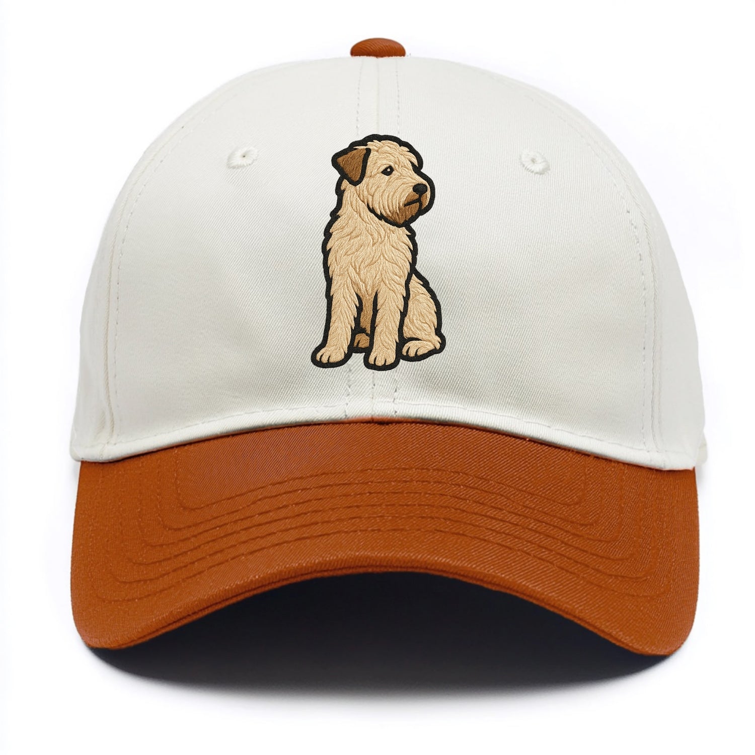Soft Coated Wheaten Terrier - Light tan flowing coat embroidered pose - Two Tone Cap - Orange