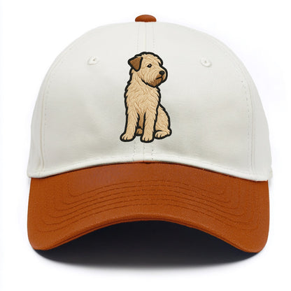 Soft Coated Wheaten Terrier - Light tan flowing coat embroidered pose - Two Tone Cap - Orange