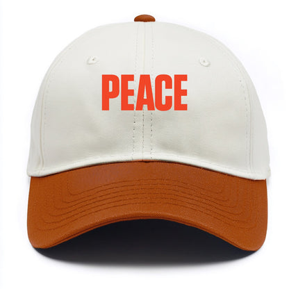 Bold typography design - "PEACE" - inner calm, tranquility, serenity - Two Tone Cap - Orange