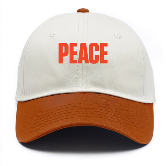 Bold typography design - "PEACE" - inner calm, tranquility, serenity - Two Tone Cap - Orange