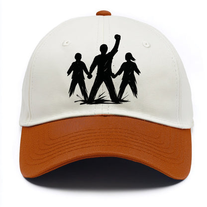 Human chain formation - unity and protection ink brushwork - Two Tone Cap - Orange