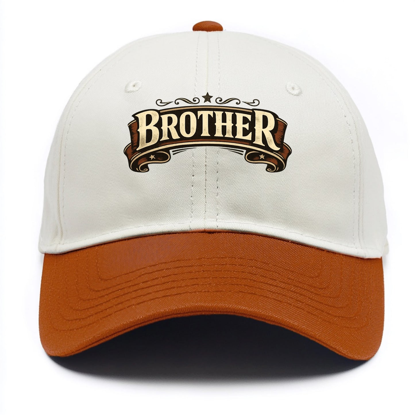 Bold typography design - "BROTHER" - male bond, brotherhood - Two Tone Cap - Orange