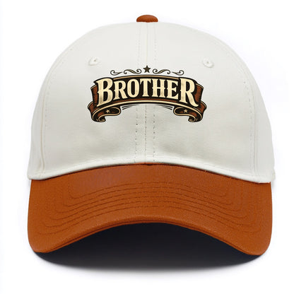 Bold typography design - "BROTHER" - male bond, brotherhood - Two Tone Cap - Orange