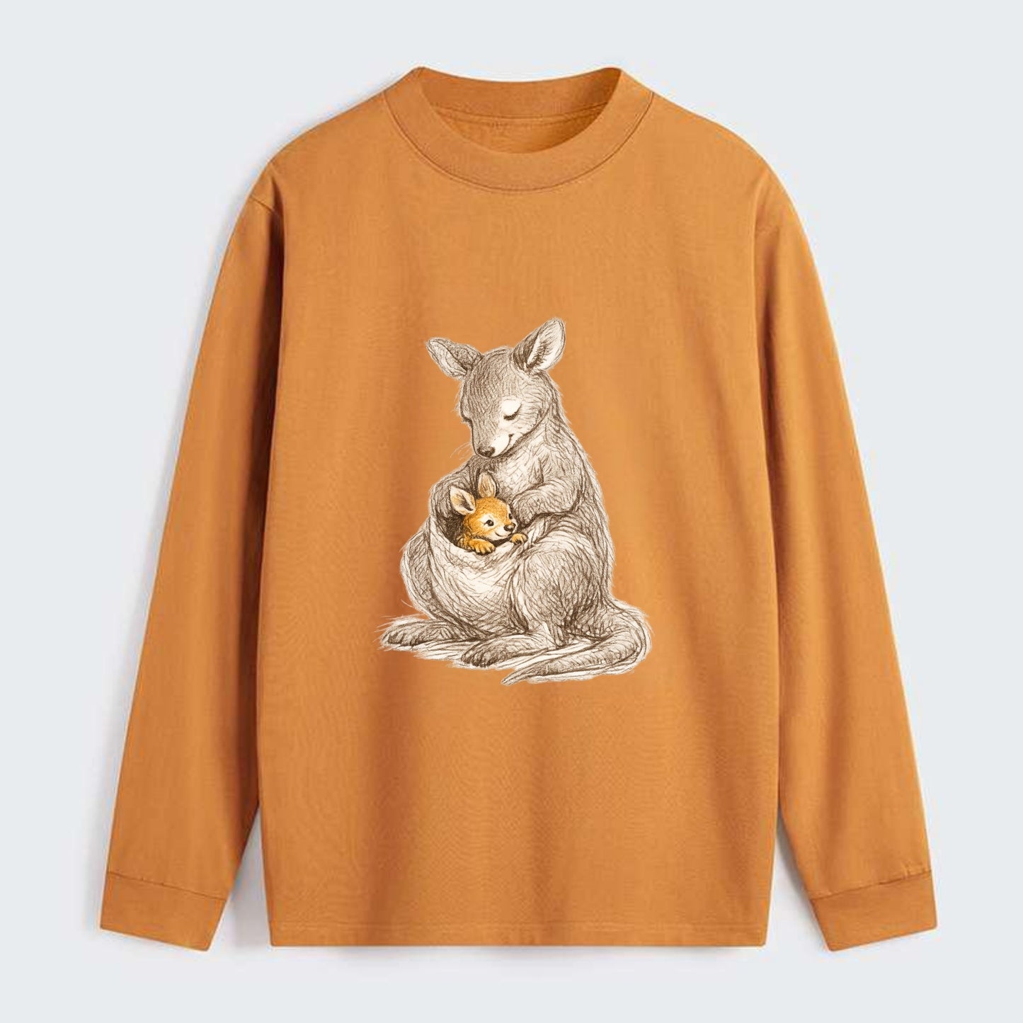MOTHER'S POUCH | Kangaroo maternal embrace | Joey safe inside | - Classic Long Sleeve Shirt - Orange