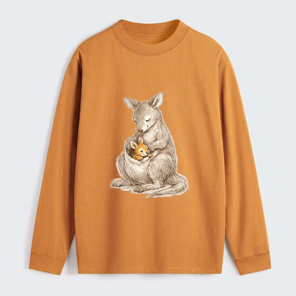 MOTHER'S POUCH | Kangaroo maternal embrace | Joey safe inside | - Classic Long Sleeve Shirt - Orange