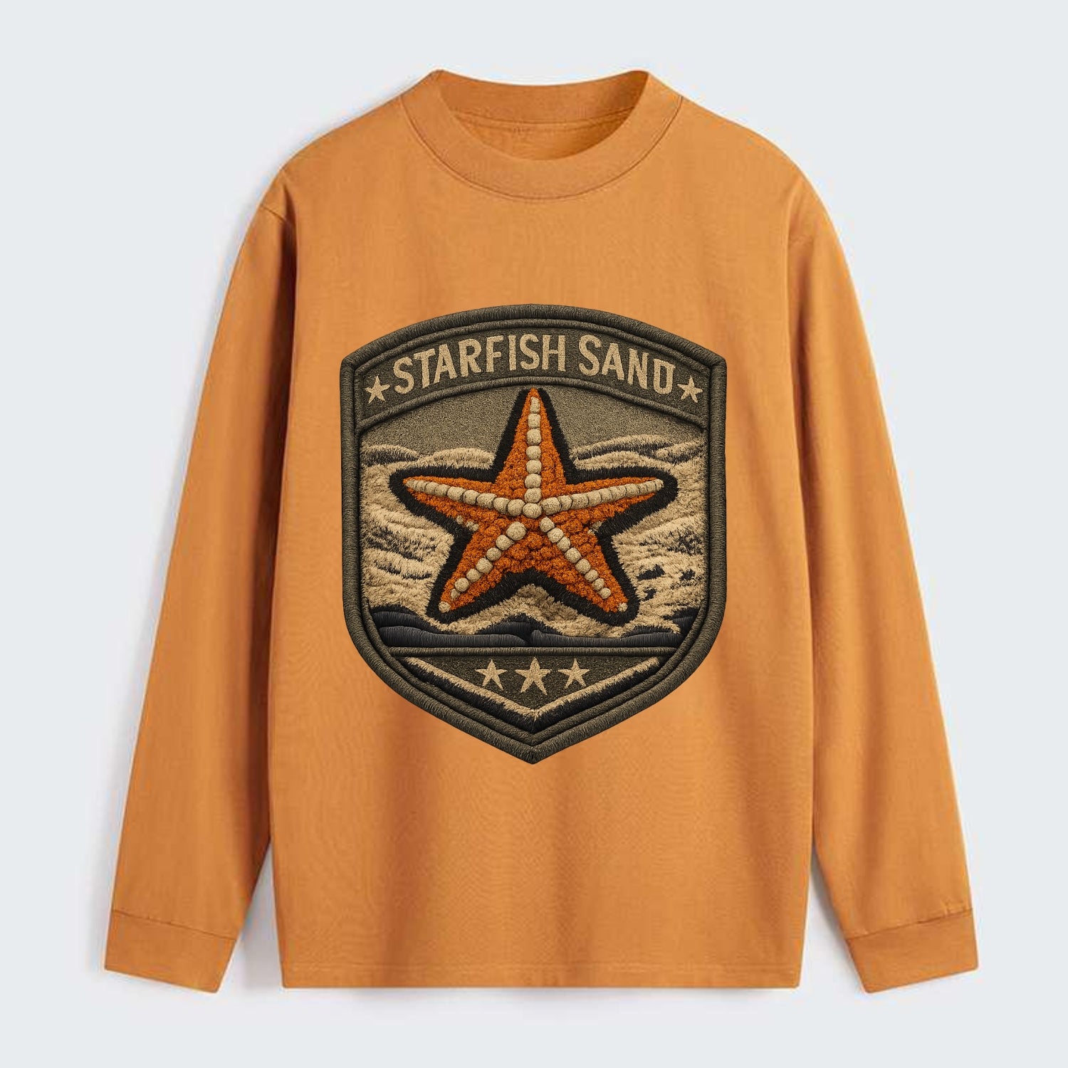 STARFISH SAND - sea star in orange and tan , beachcomber - Classic Long Sleeve Shirt - Orange