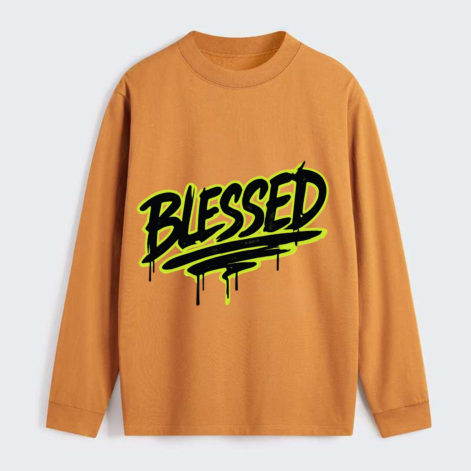 Bold typography design - "BLESSED" - recognizing good fortune, abundance - Classic Long Sleeve Shirt - Orange
