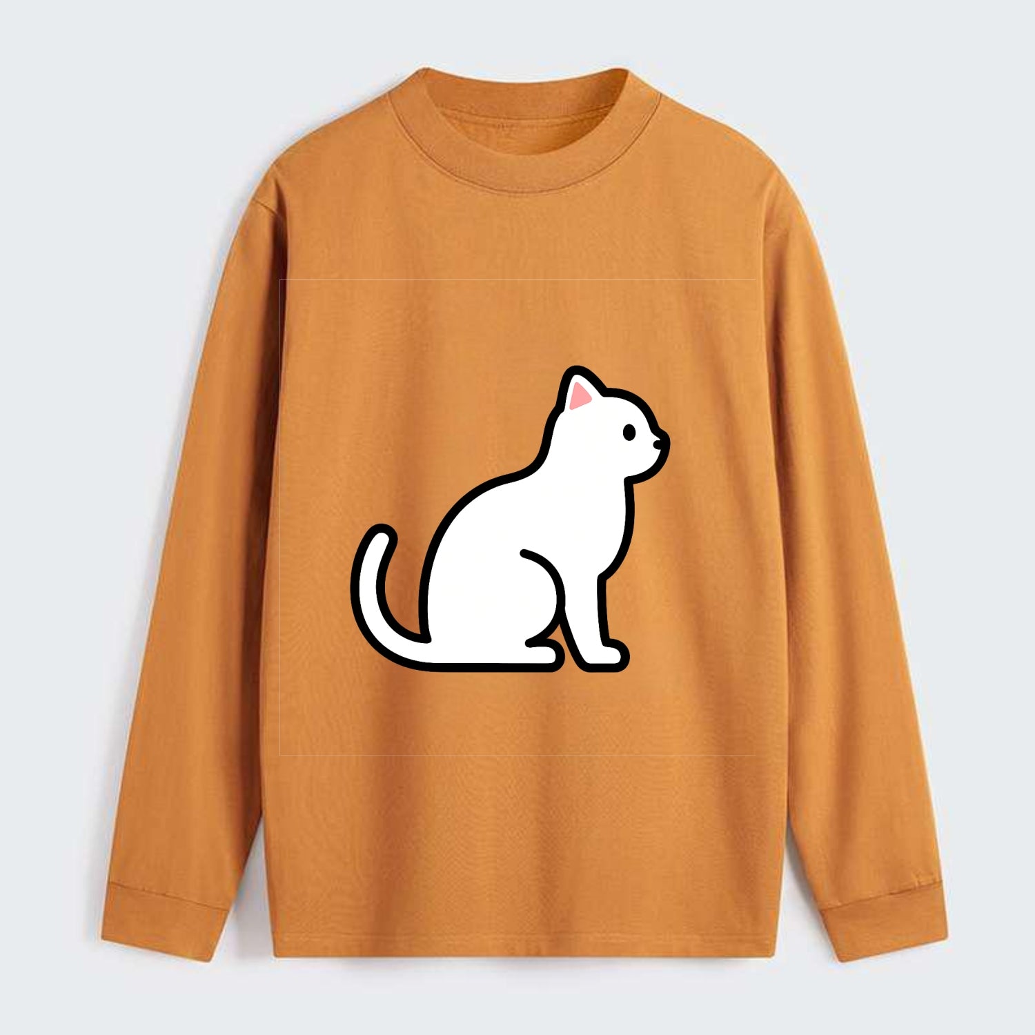 Domestic Shorthair - White classic flat side profile - Classic Long Sleeve Shirt - Orange