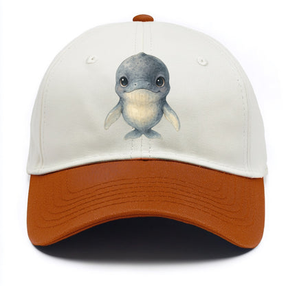Baby Humpback Whale - dark gray with white flippers, large gentle eyes, - Two Tone Cap - Orange