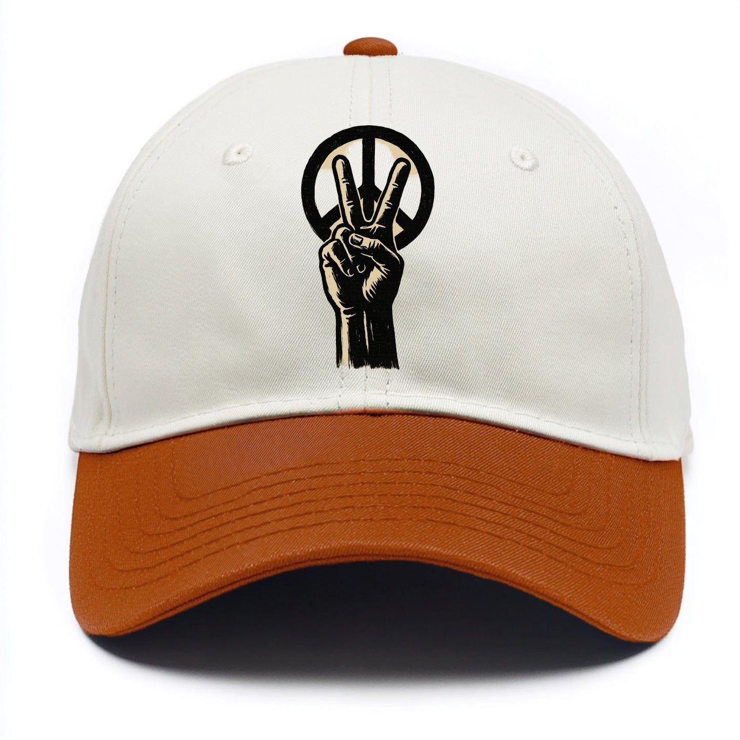 Peace sign hand gesture - anti-war movement ink brushstrokes - Two Tone Cap - Orange