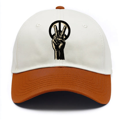 Peace sign hand gesture - anti-war movement ink brushstrokes - Two Tone Cap - Orange