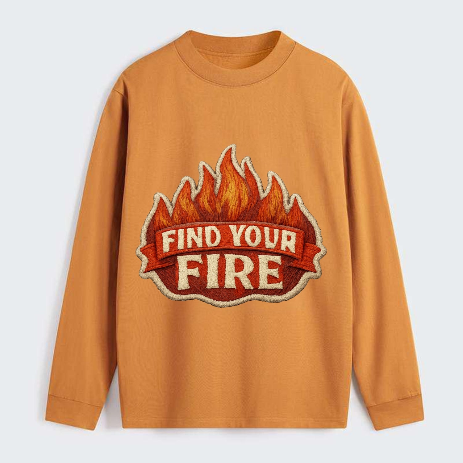FIND YOUR FIRE - flames with text in orange , passion - Classic Long Sleeve Shirt - Orange