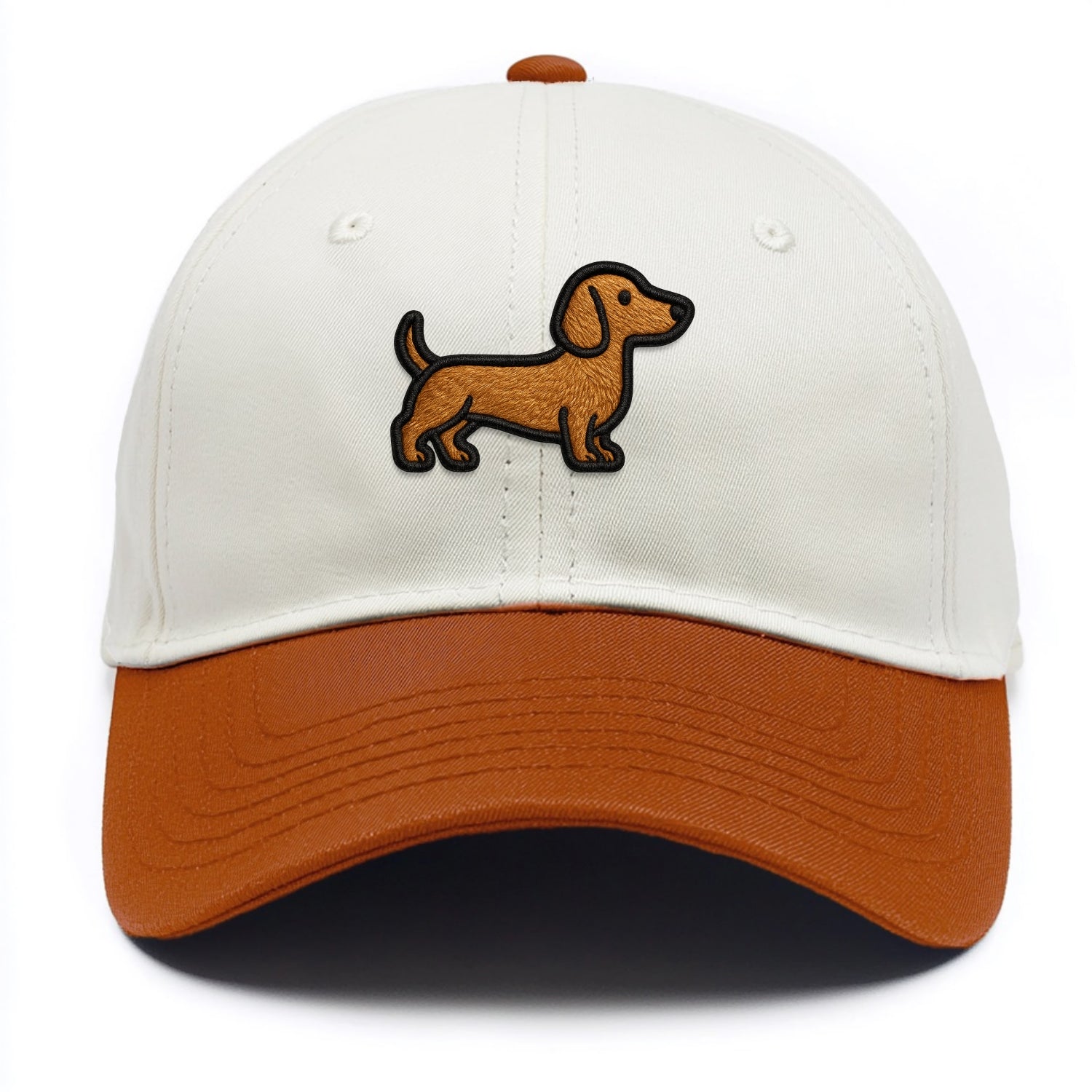 Dachshund - Modern elongated silhouette - Two Tone Cap - Orange