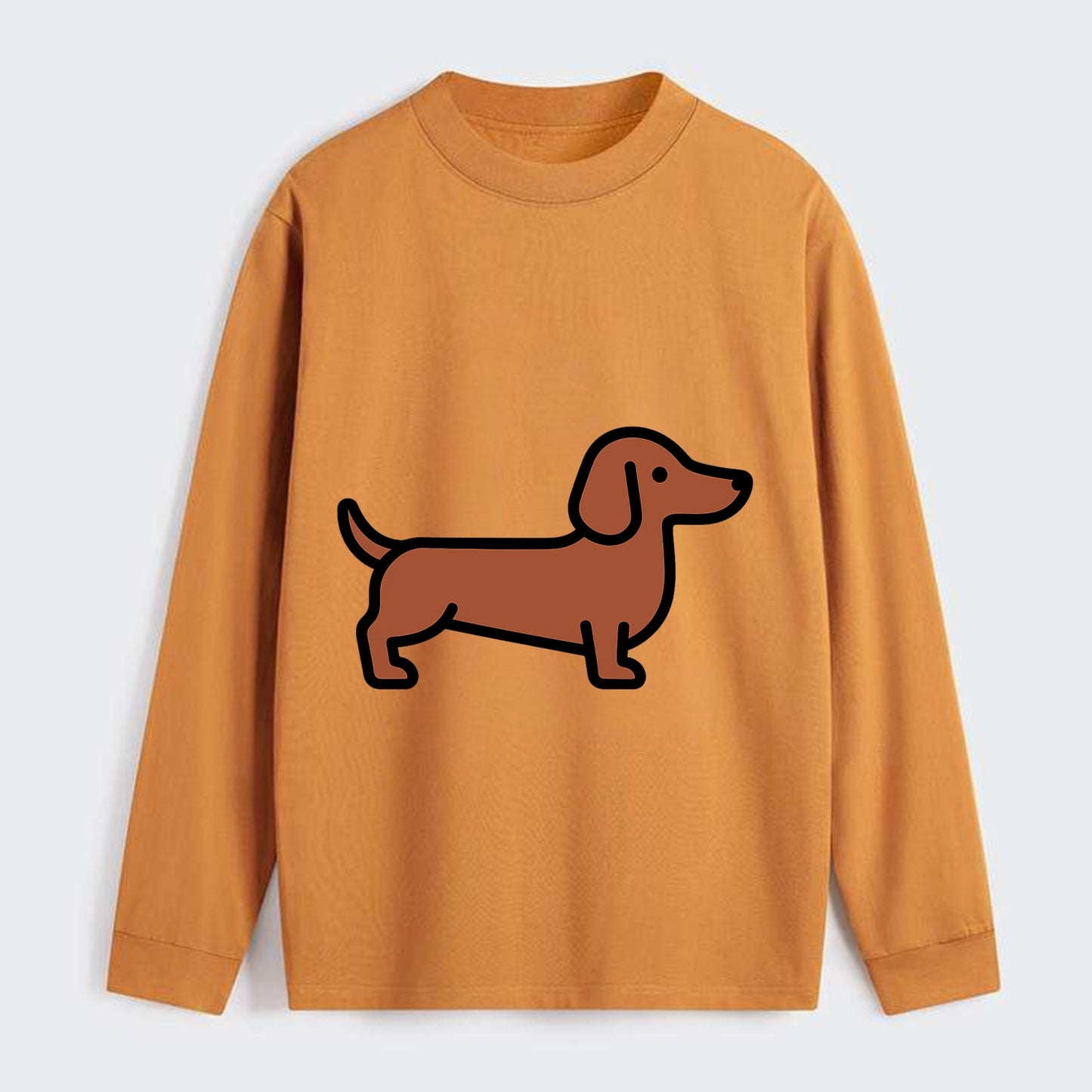Dachshund - Red/brown smooth flat side profile - Classic Long Sleeve Shirt - Orange