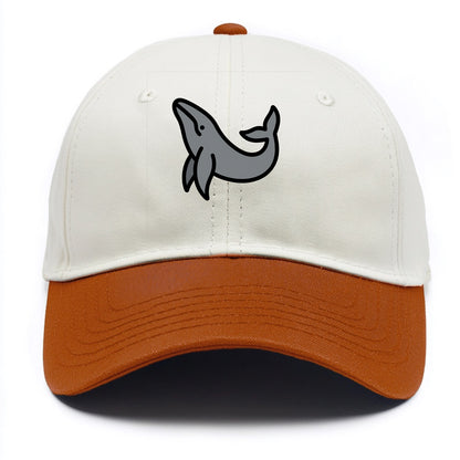 Humpback Whale - Gray breaching pose flat side profile - Two Tone Cap - Orange